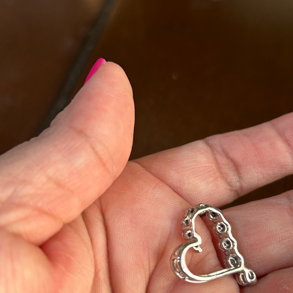 Sterling 925 stamped Silver Heart Diamond pendant - Picture 4 of 6